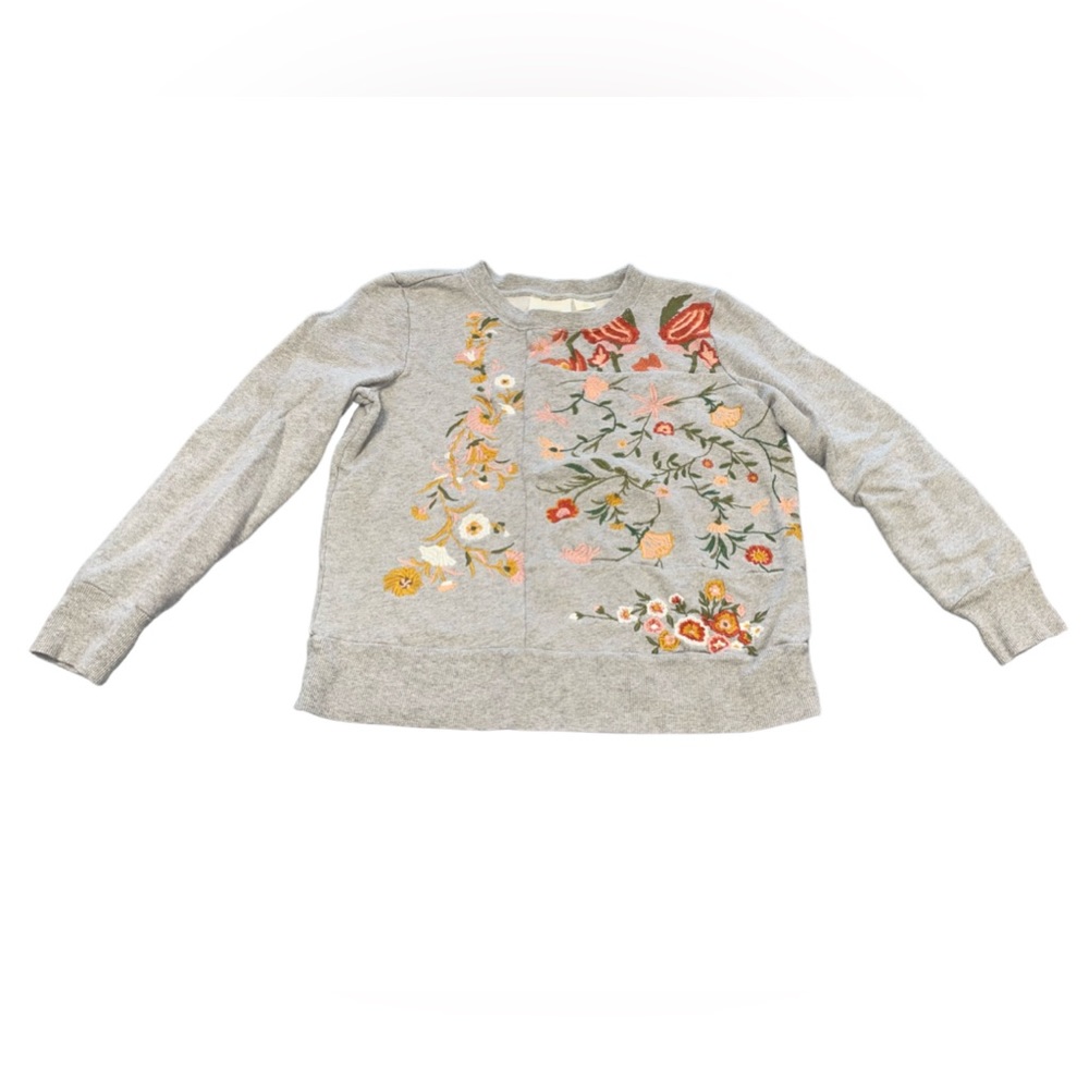 Anthropologie Maeve Marcie Embroidered Floral Sweatshirt